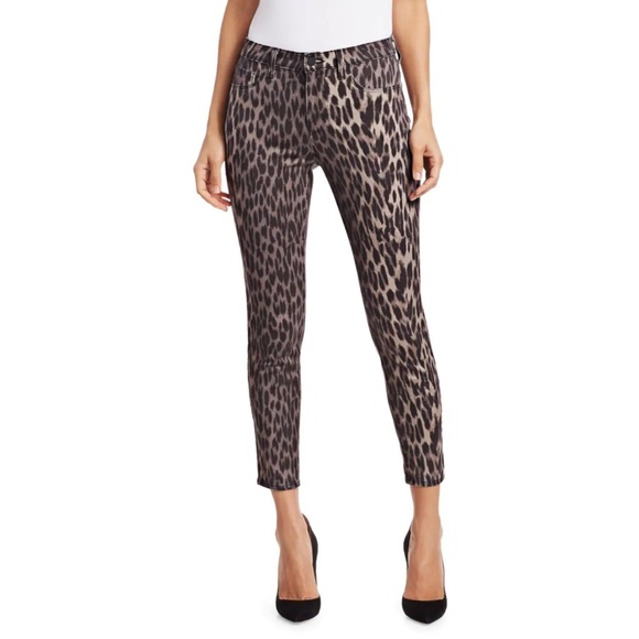 l'agence margot high-rise leopard print ankle crop skinny olive brown jeans - Picture 1 of 8